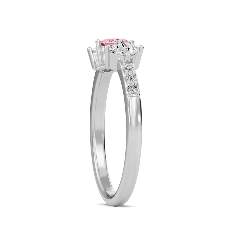 Serene Light Pink Three Stone Ring