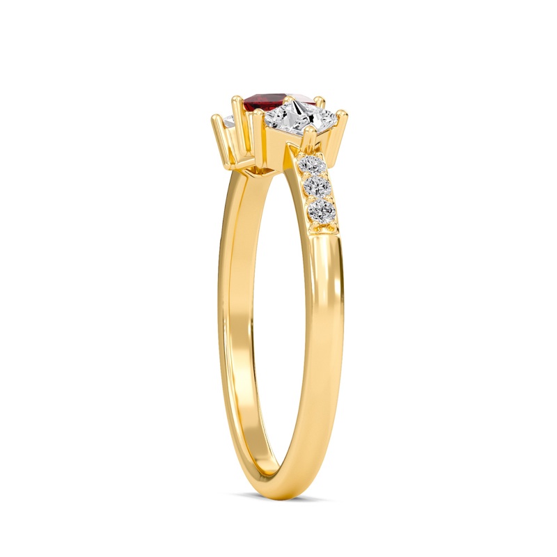 Vibrant Ruby Three Stone Ring