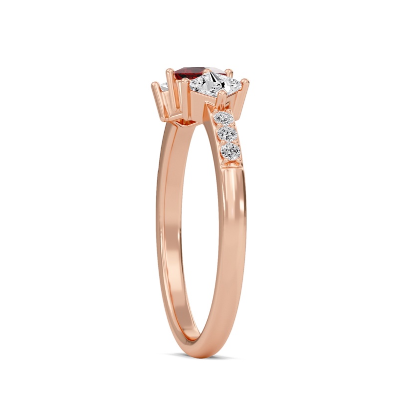 Vibrant Ruby Three Stone Ring