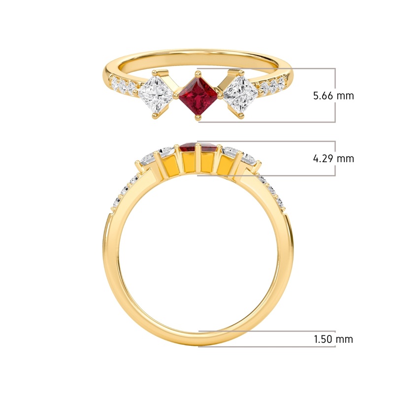 Vibrant Ruby Three Stone Ring