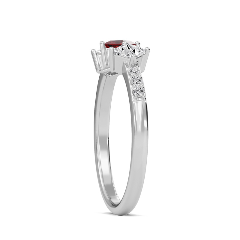 Vibrant Ruby Three Stone Ring
