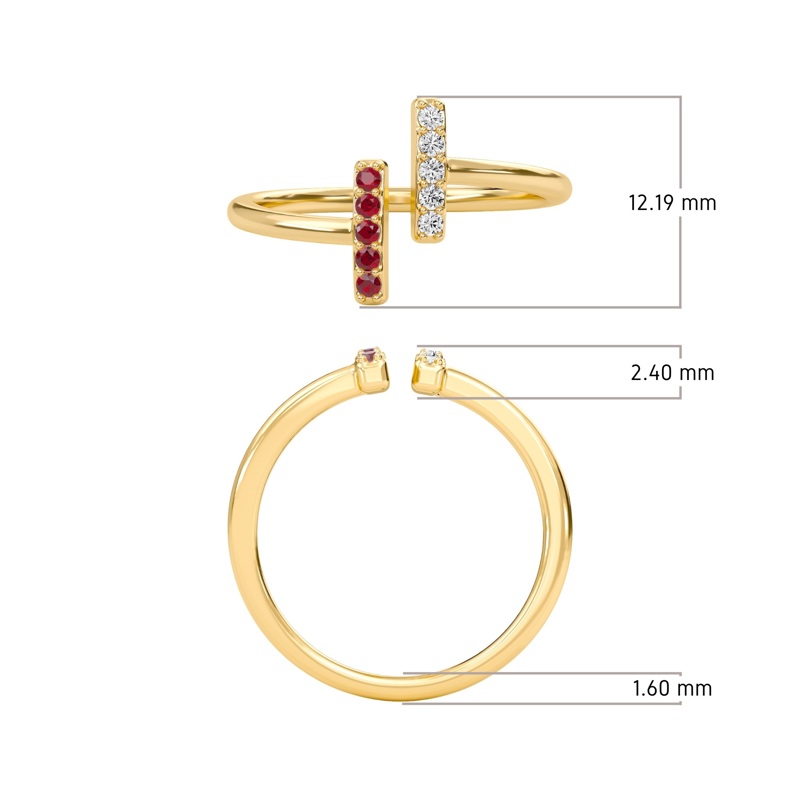 Linear Ruby Open Ring