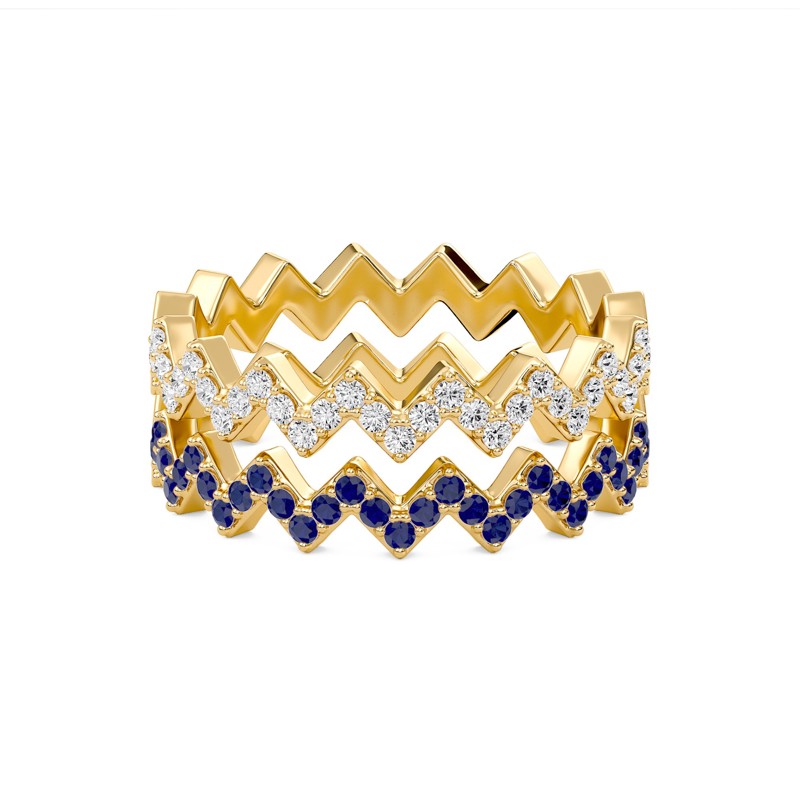 Duet Row Blue Sapphire Band
