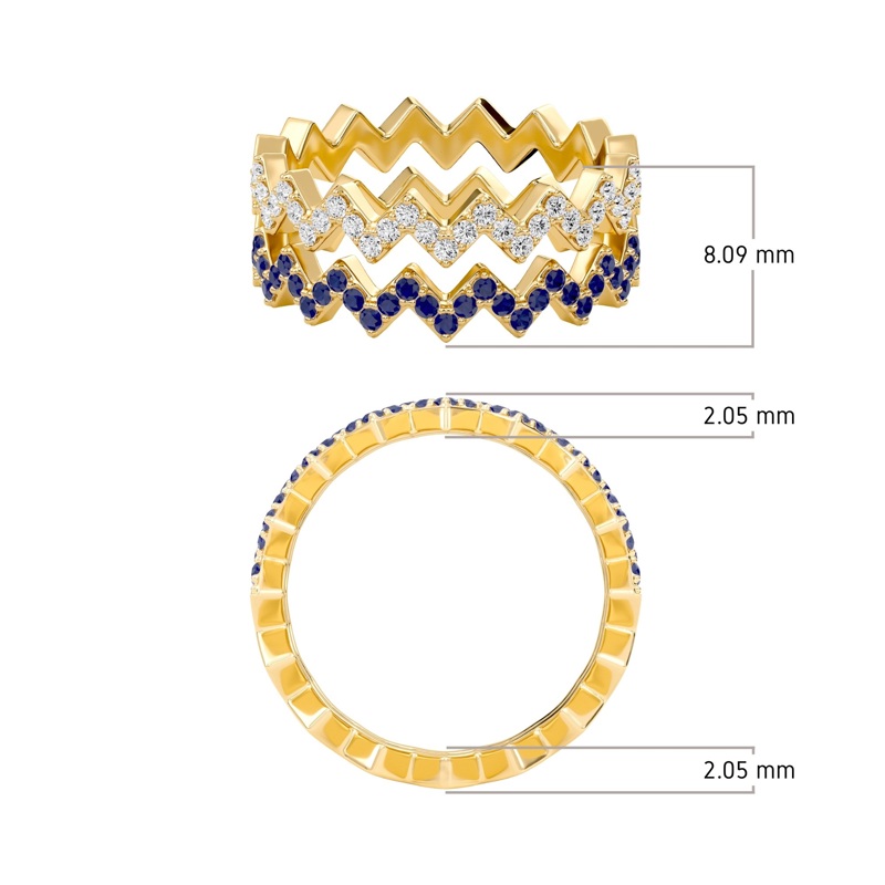 Duet Row Blue Sapphire Band
