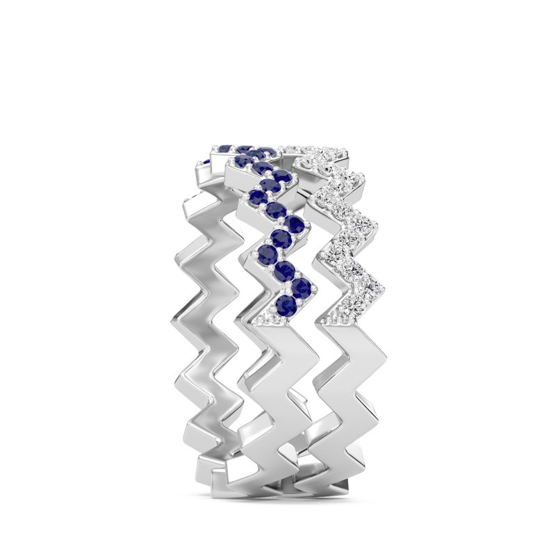 Duet Row Blue Sapphire Band