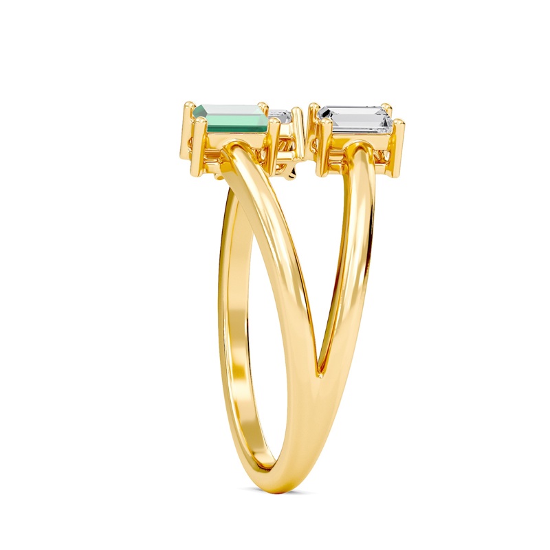 Three Stone Green Emerald Open Ring