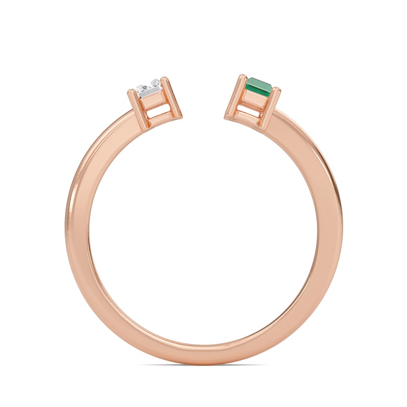 Three Stone Green Emerald Open Ring