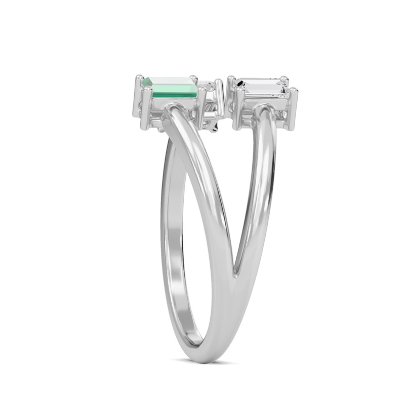 Three Stone Green Emerald Open Ring