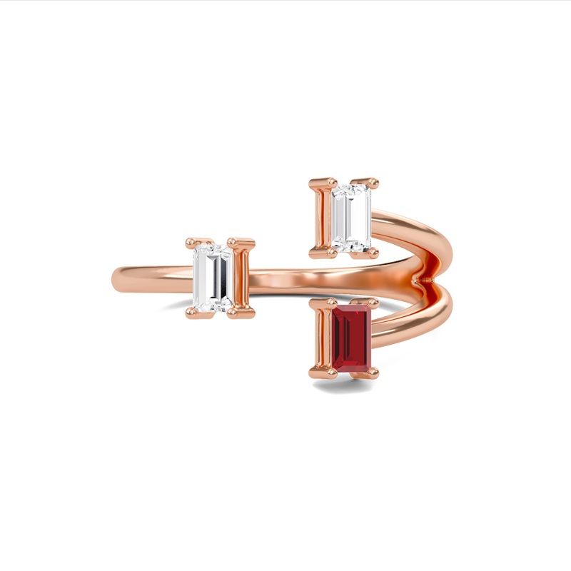 Three Stone Ruby Open Ring