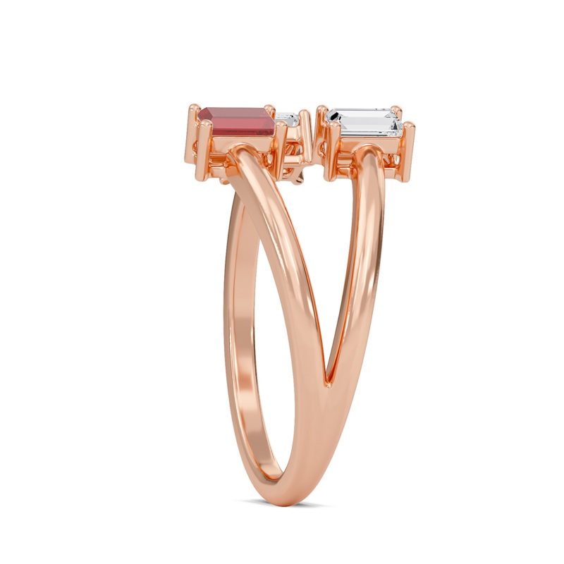 Three Stone Ruby Open Ring
