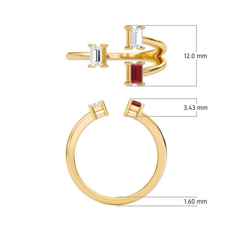 Three Stone Ruby Open Ring