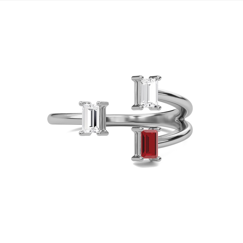 Three Stone Ruby Open Ring