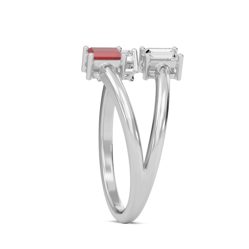 Three Stone Ruby Open Ring