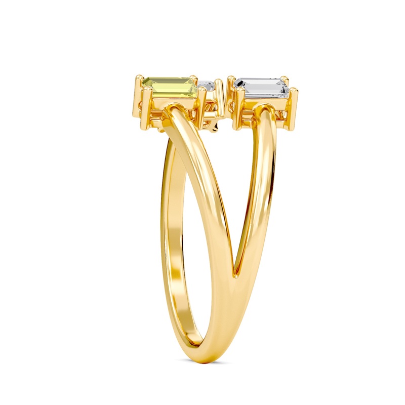 Three Stone Yellow Open Ring