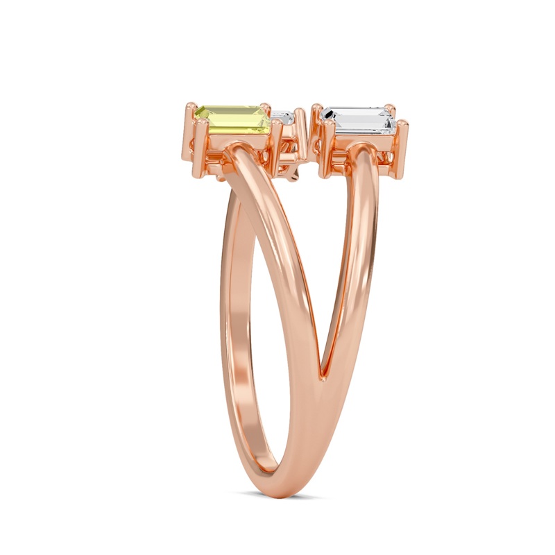 Three Stone Yellow Open Ring