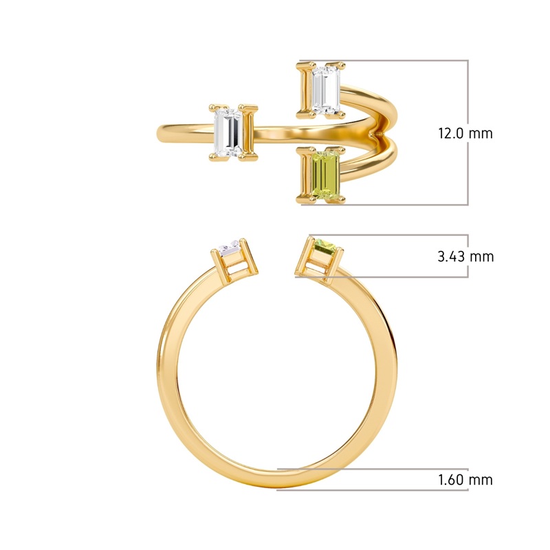 Three Stone Yellow Open Ring