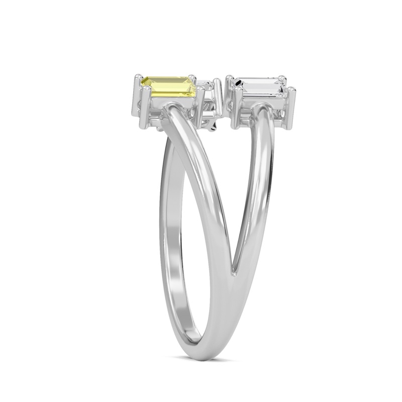 Three Stone Yellow Open Ring