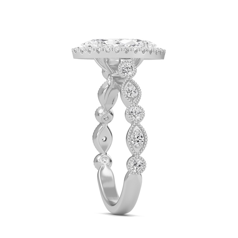 Cathedral Set Halo Side Stone Ring
