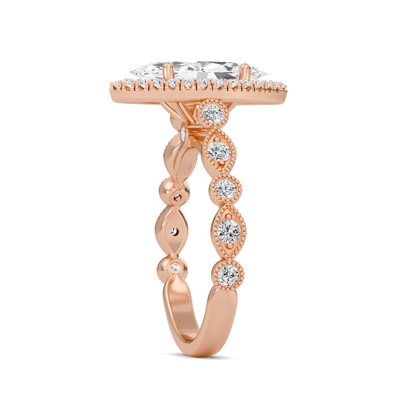 Cathedral Set Halo Side Stone Ring