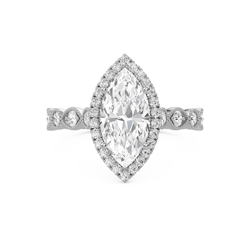 Cathedral Set Halo Side Stone Ring