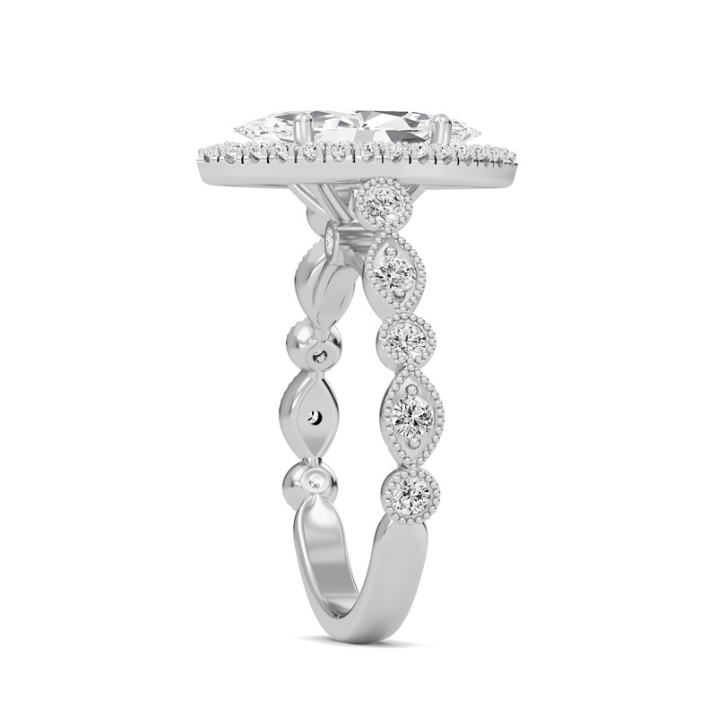 Cathedral Set Halo Side Stone Ring
