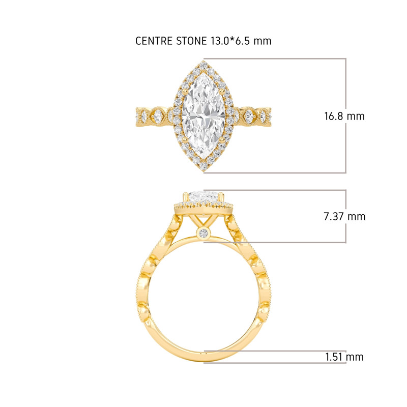 Cathedral Set Halo Side Stone Ring