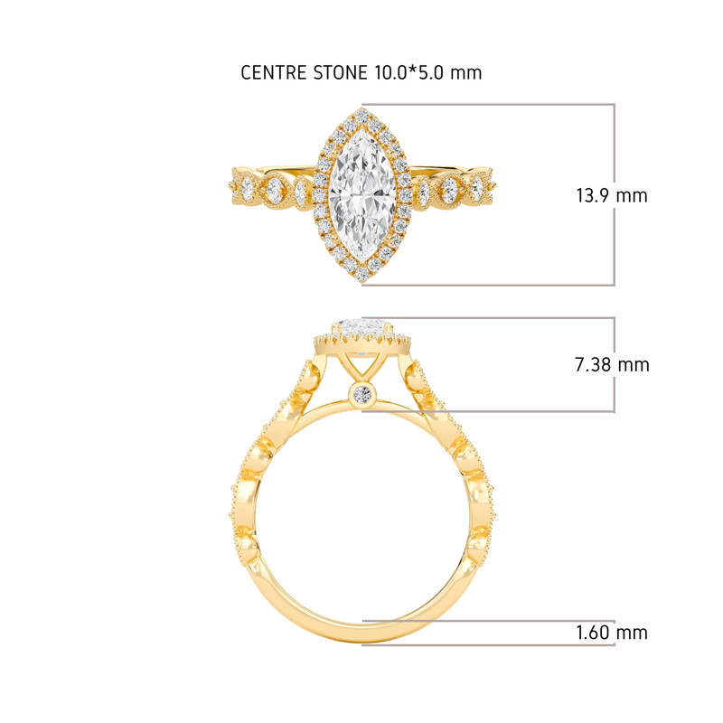 Cathedral Set Halo Side Stone Ring
