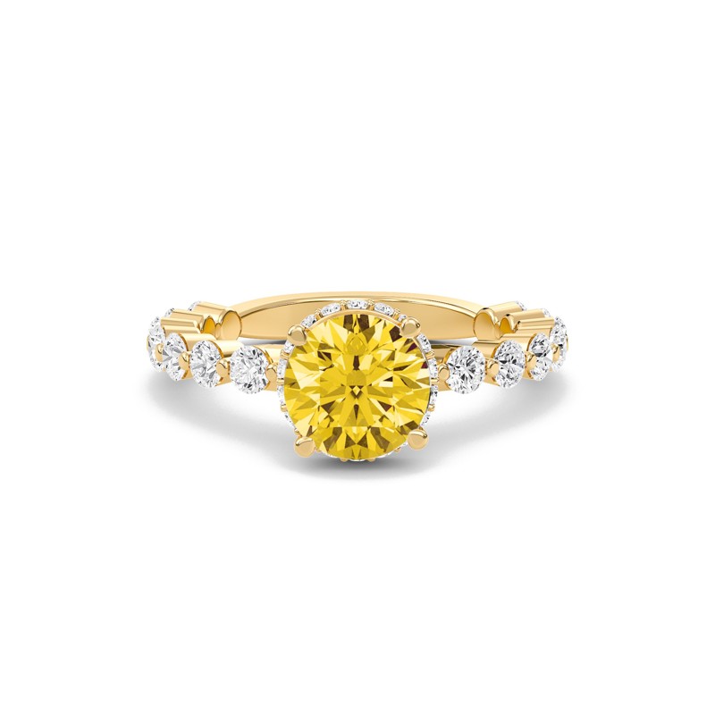 Citrine Prong Set Side Stone Ring