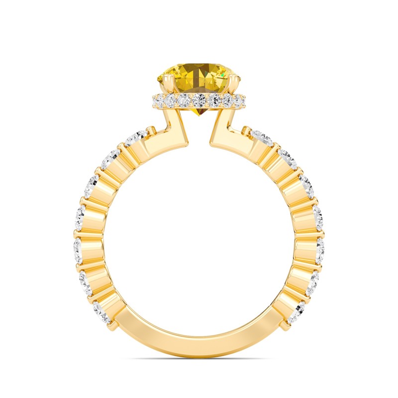 Citrine Prong Set Side Stone Ring