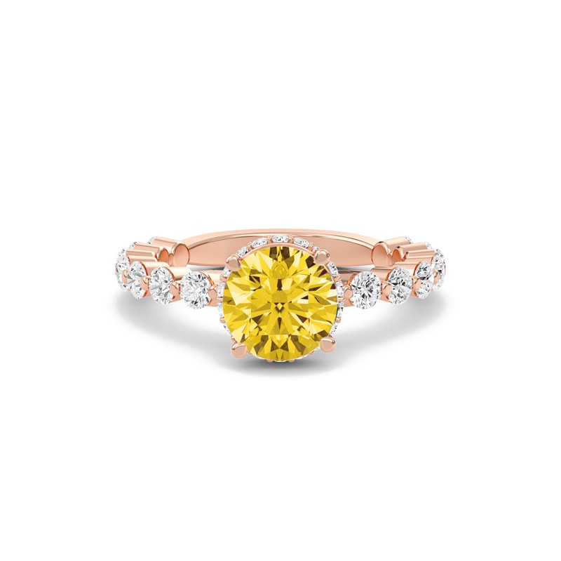 Citrine Prong Set Side Stone Ring