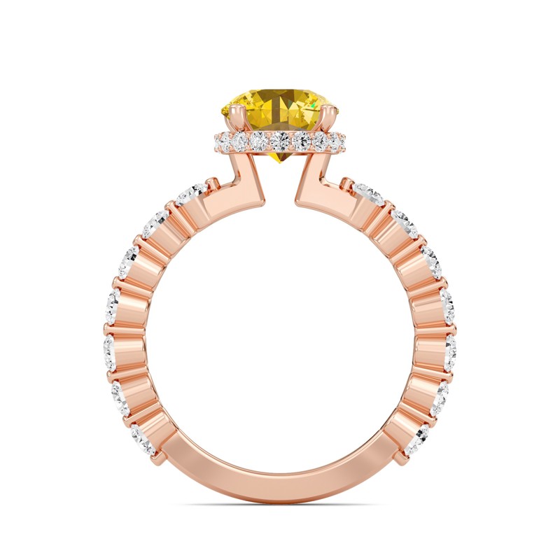 Citrine Prong Set Side Stone Ring