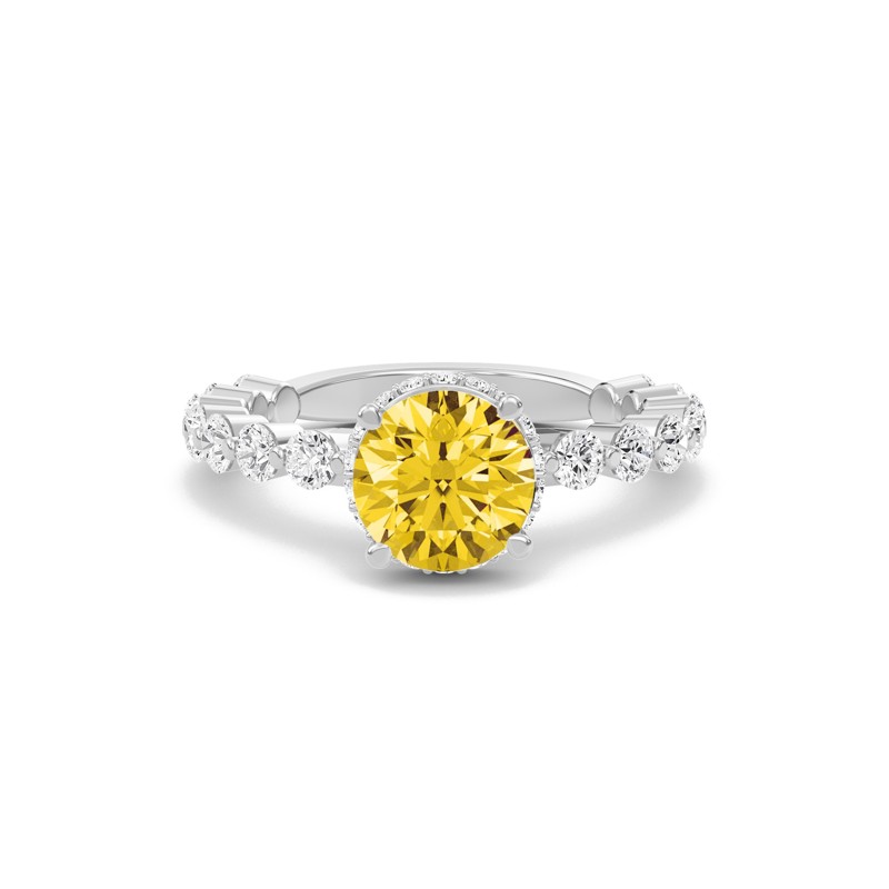 Citrine Prong Set Side Stone Ring