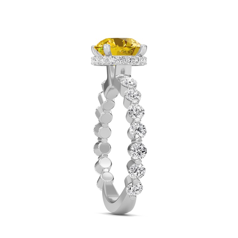 Citrine Prong Set Side Stone Ring