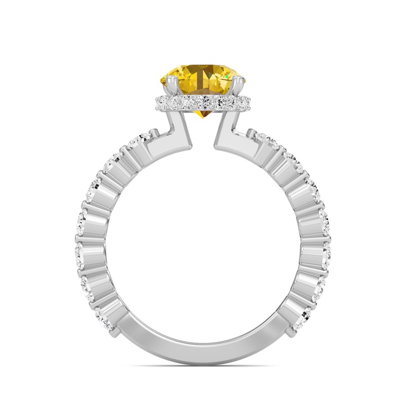 Citrine Prong Set Side Stone Ring