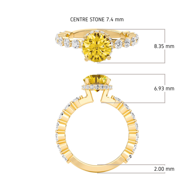 Citrine Prong Set Side Stone Ring