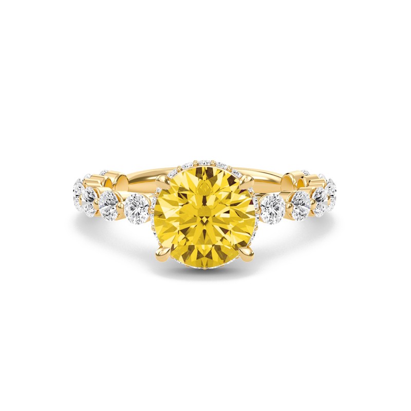 Citrine Prong Set Side Stone Ring