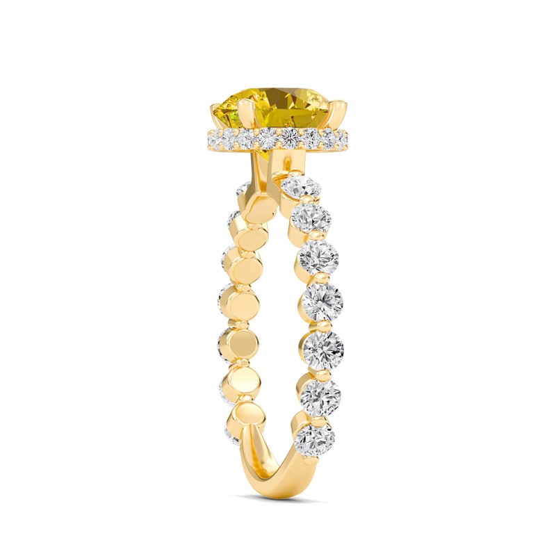 Citrine Prong Set Side Stone Ring