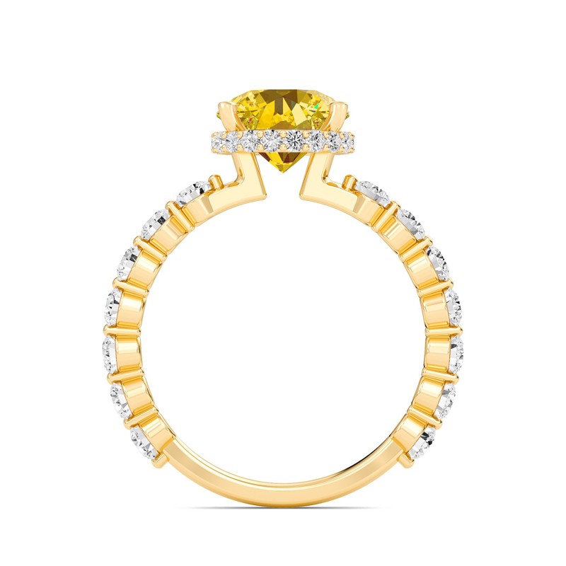 Citrine Prong Set Side Stone Ring