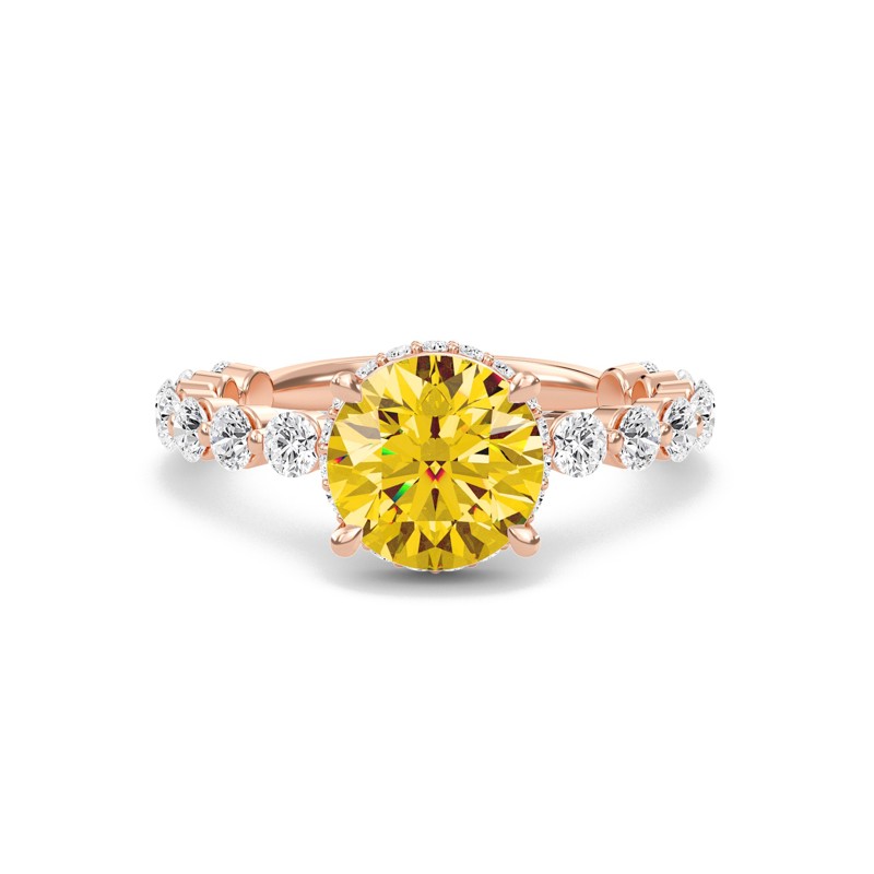 Citrine Prong Set Side Stone Ring