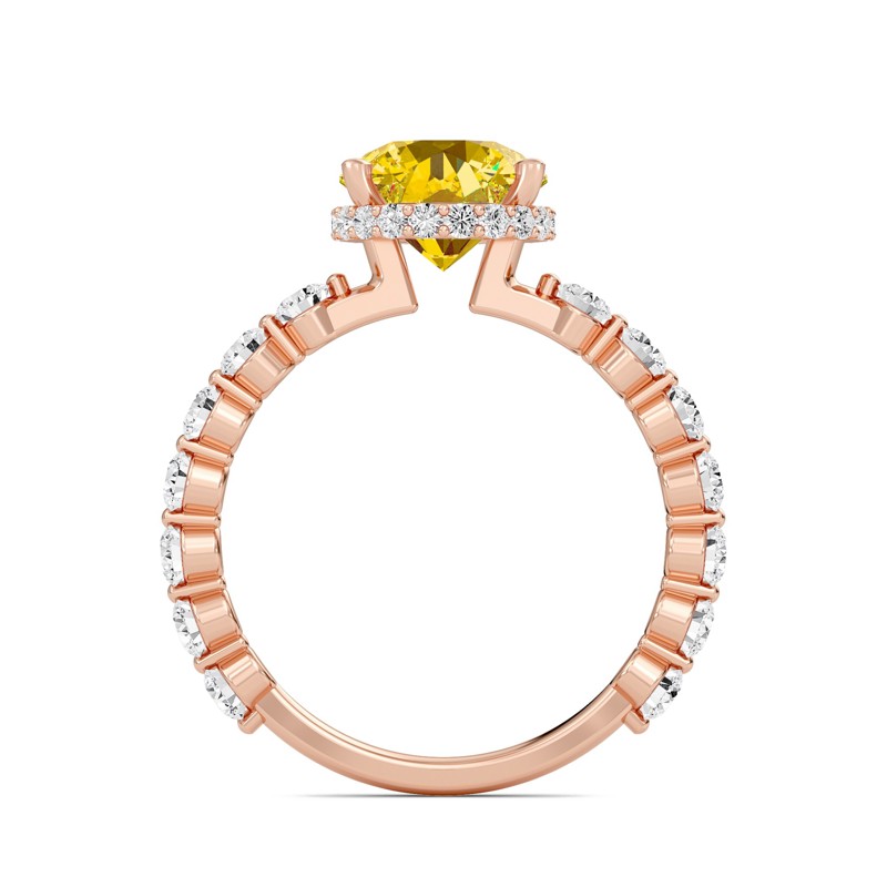 Citrine Prong Set Side Stone Ring