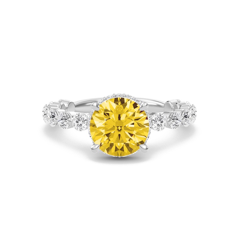 Citrine Prong Set Side Stone Ring