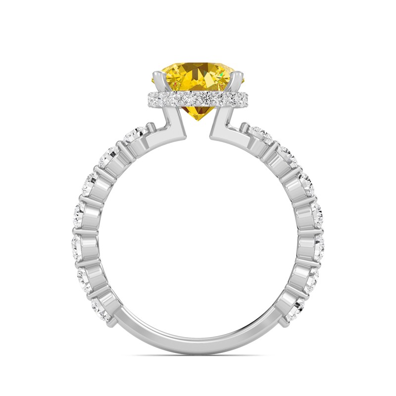 Citrine Prong Set Side Stone Ring