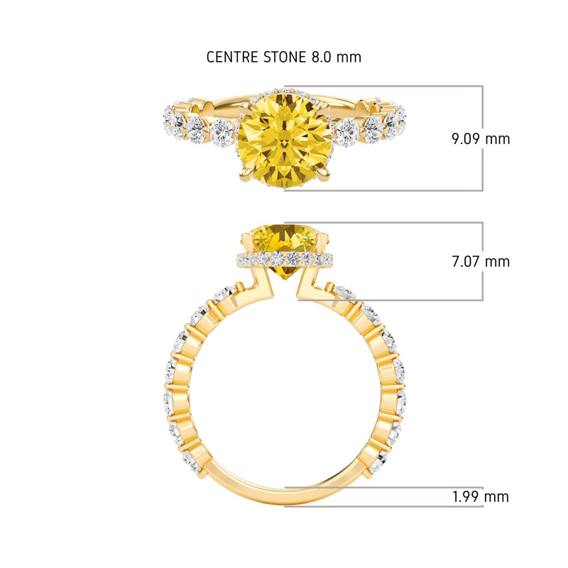 Citrine Prong Set Side Stone Ring