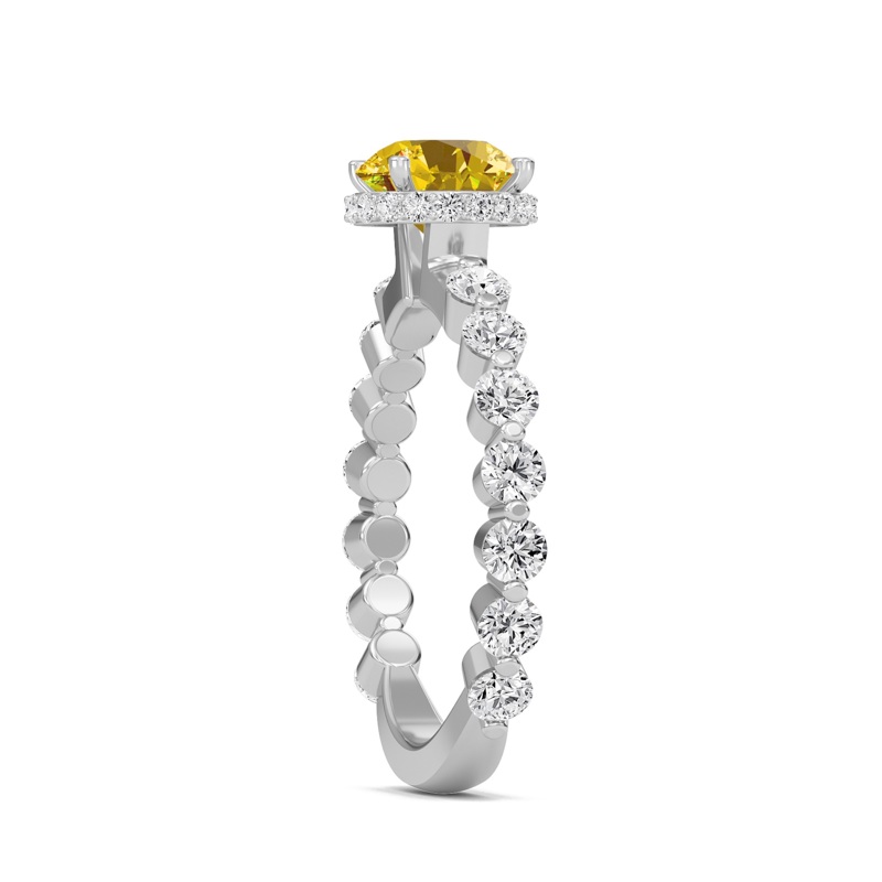 Citrine Prong Set Side Stone Ring