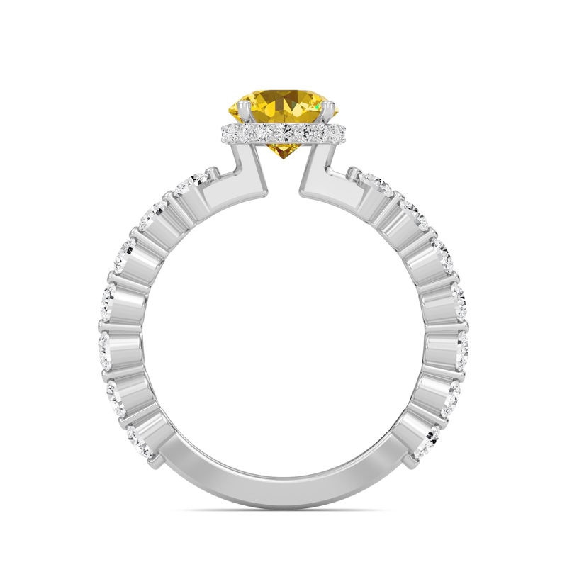 Citrine Prong Set Side Stone Ring