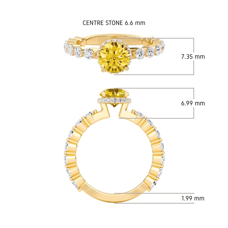 Citrine Prong Set Side Stone Ring