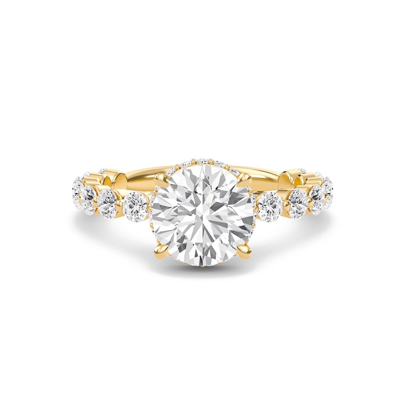 Round Prong Set Side Stone Ring