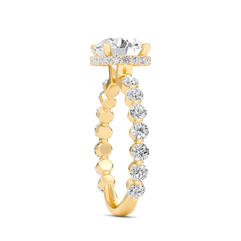 Round Prong Set Side Stone Ring