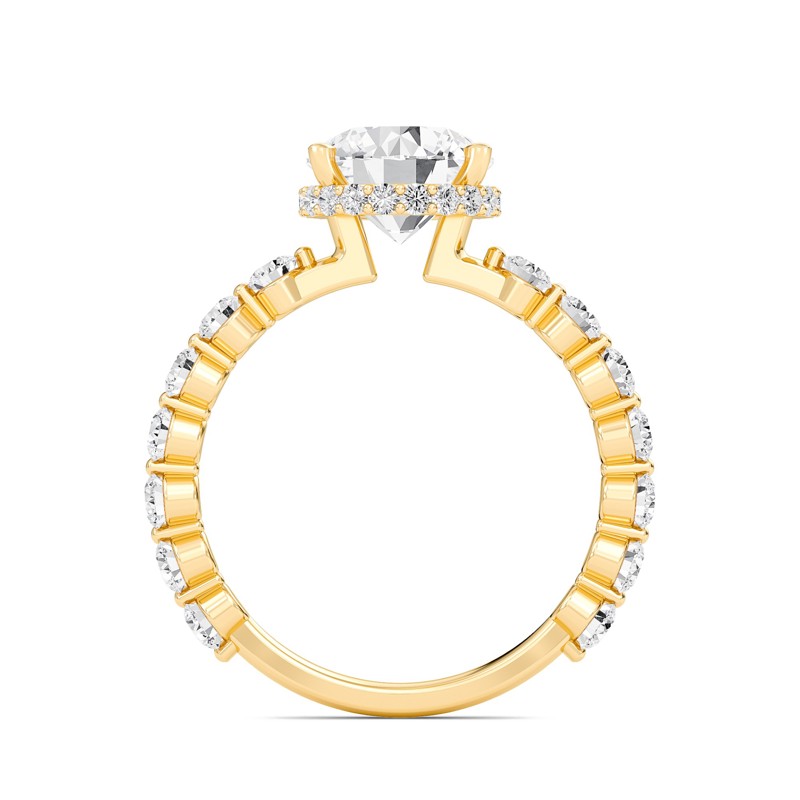 Round Prong Set Side Stone Ring