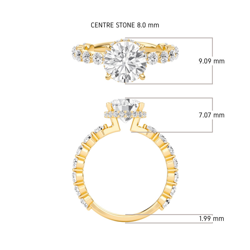 Round Prong Set Side Stone Ring